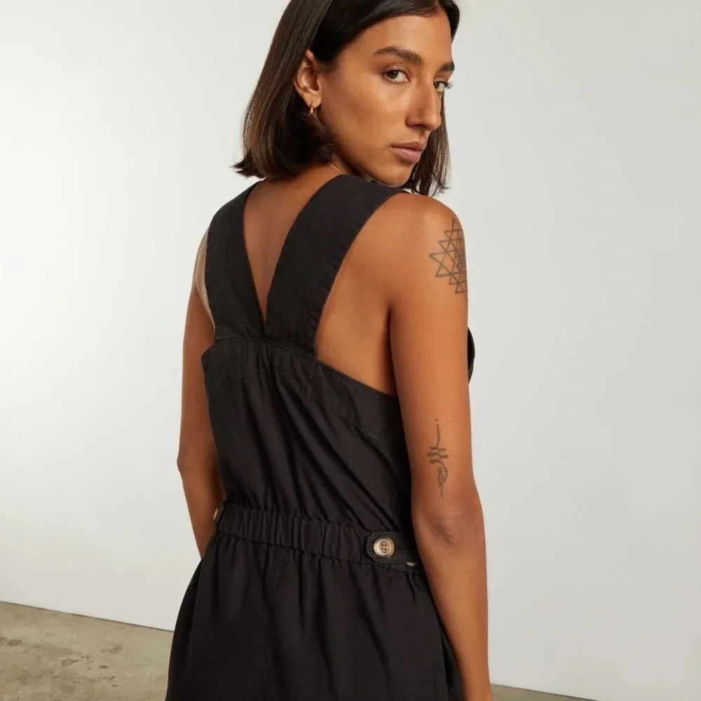 Everlane Women’s The Fatigue Apron Cotton/Linen Jumpsuit in Black Size 2